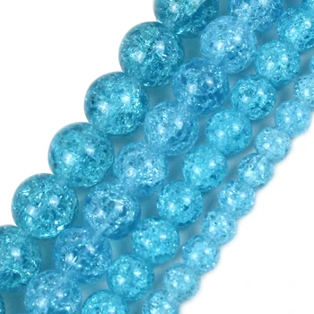 Doğal Koyu Mavi Kırık Kristal Yuvarlak Gevşek Taş Boncuk Takı Yapımı Için 15 inç/strand 6/8/10/12mm Seçim Boyutu Toptan