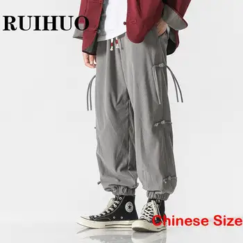 RUIHUO Çin Tarzı rahat pantolon Erkek Giyim Streetwear Pantolon Erkekler İçin Pantolon Moda Boyutu 5XL 2023 Bahar Yeni Gelenler