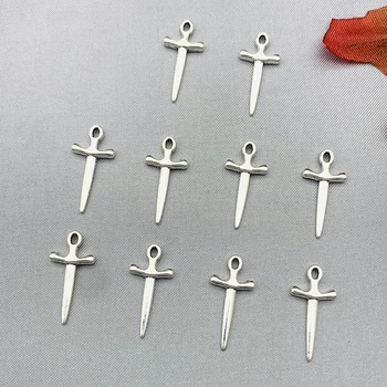 10 Adet Kılıç Bıçak Takılar Antik Gümüş Renk Çapraz Kolye DIY Takı Yapımı İçin Aksesuarları Küpe Kolye El Yapımı Yapımı