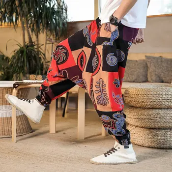 2022 Pantolon erkek Vintage Gevşek Rahat Geniş Bacak Pantolon Japon koşu pantolonları Erkek Streetwear Harajuku Erkekler Sweatpants Bahar